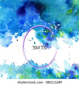 watercolor abstract background, marine motifs,handmade,colored spots vector, card for you