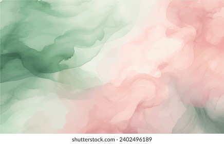 Watercolor abstract background, sage green and blush pink colors