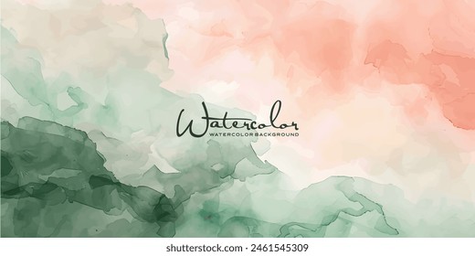 Watercolor abstract background, sage green and blush pink colors