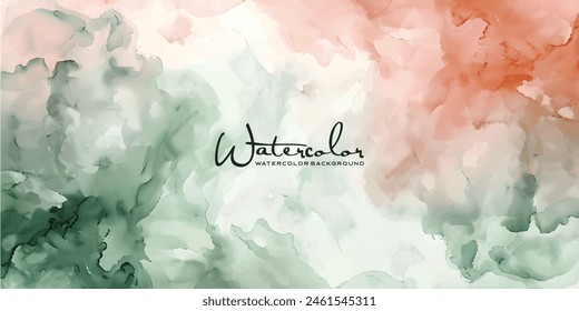 Watercolor abstract background, sage green and blush pink colors