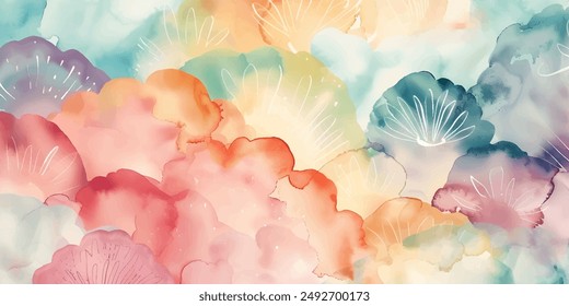 watercolor abstract background vector, Clous Shape watercolor