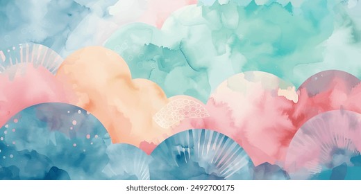 watercolor abstract background vector, Clous Shape watercolor