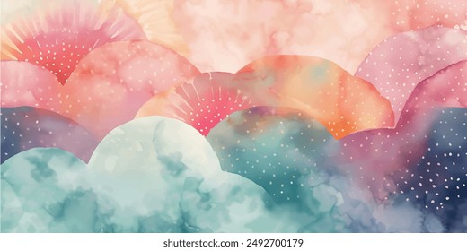 watercolor abstract background vector, Clous Shape watercolor