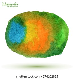 Watercolor abstract background, vector isolated painted element for card or banner design