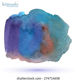 Watercolor abstract background, vector isolated painted element for card or banner design
