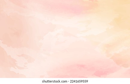 Watercolor abstract background, vector template for your design. Soft pastel combination of orange, yellow, pink. Smooth transition of stains and stains.