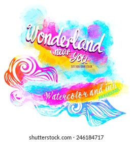 Watercolor abstract background--model for design of gift packs, patterns fabric, wallpaper, web sites, etc.