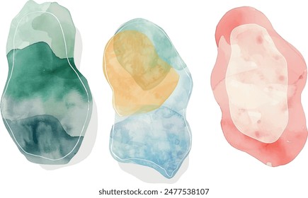 watercolor abstract backgrounds set, isolated on white	
