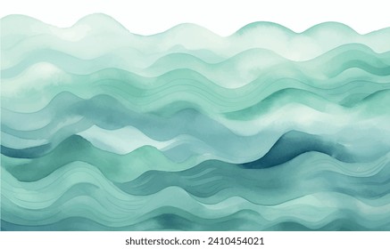 watercolor abstract blue background with waves