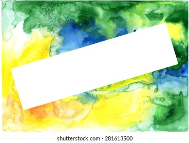 Watercolor abstract blue green and yellow banner. Vector illustration