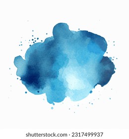 Watercolor abstract blue stain vector art, Vibrant hue, the ink-like spot design essence of abstract art. Splashes on white paper, watercolor texture effect, graphic backdrop for any creative project