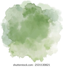 Watercolor abstract bright green of stain splashing  on white background