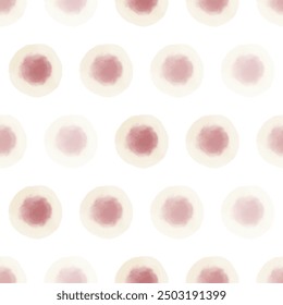 Watercolor abstract circles. Seamless pattern. Simple surface design.