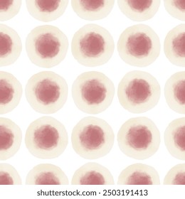 Watercolor abstract circles. Seamless pattern. Simple surface design.