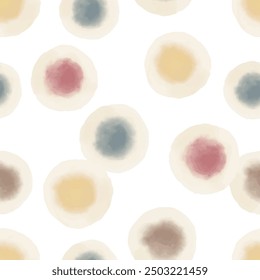 Watercolor abstract circles. Seamless pattern. Simple surface design
