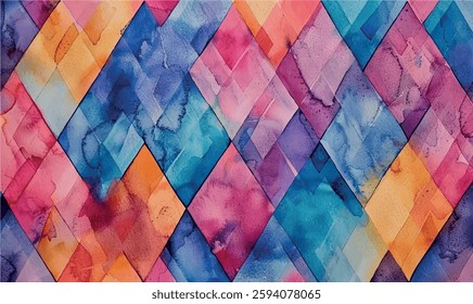 watercolor abstract colorful background of rhombs	
