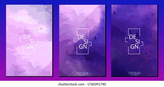 Watercolor Abstract Composition covers design with abstract pattern. trendy color gradients. Future Poster template layout. Brochure covers, with hand painted lines, curves geometry. Gradient elements