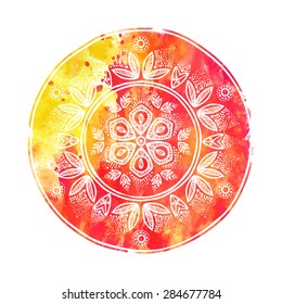watercolor abstract design element, mandala ornament