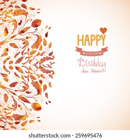 Watercolor abstract floral background with text for greeting card. Vector illustration eps 10