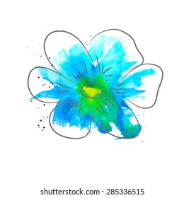 Watercolor Abstract Flower. Vector