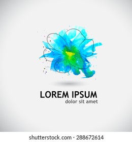 Watercolor Abstract Flower. Vector