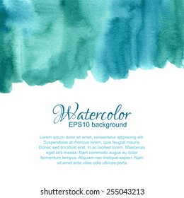 Watercolor abstract gradient blue turquoise top frame.