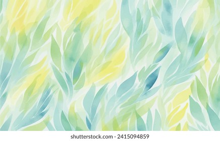 watercolor abstract green leaves background	
