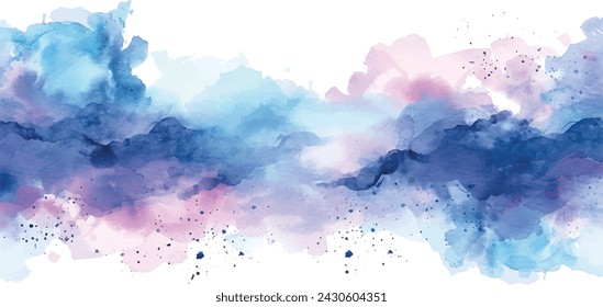 watercolor abstract isolated background azure and navy colors 庫存向量圖