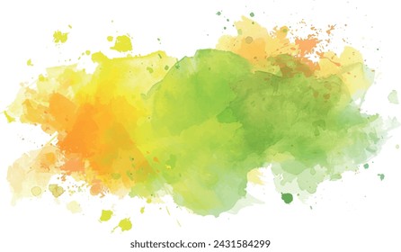 watercolor abstract isolated background green and yellow colors