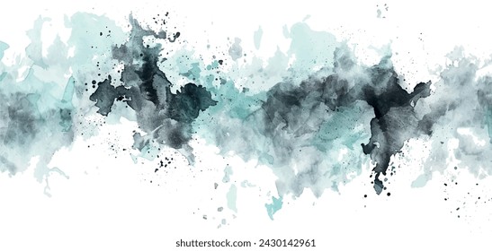 watercolor abstract isolated background white, gray, and azure colors