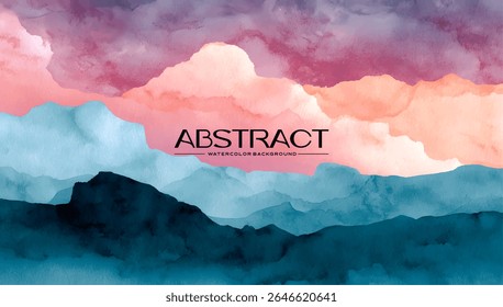 Watercolor abstract landscape background design.