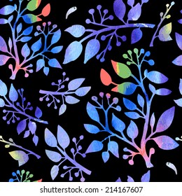 Watercolor abstract nature seamless  pattern. Vector illustration.