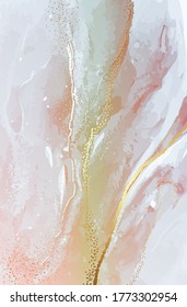 Watercolor abstract paink, marble ivory abstract Blush rose gold lcohol ink flow, liquid ink splash color acrylic swirl, business card gradient, luxury template in vector.