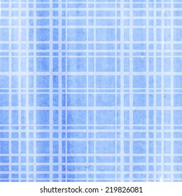 Watercolor abstract pattern with checkered geometric texture. Blue and white winter watercolor background.