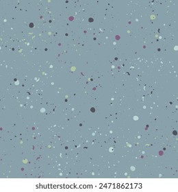 Watercolor abstract pattern with creative elements scattered on light gray background.  Seamless colorful retro dots pattern.