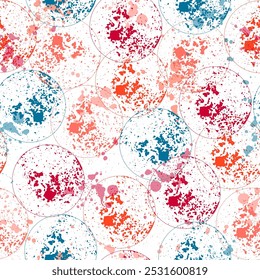 Watercolor abstract pattern with creative elements scattered on light gray background.   Kids Geometric Spots Design.
