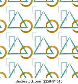 Watercolor abstract pattern with geometric shapes. Seamless pattern in vector. Suitable for printing, covers and backgrounds.