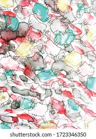 Watercolor abstract pattern with many colors
