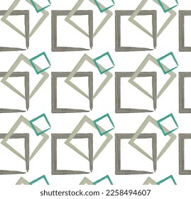 Watercolor abstract pattern. Squares and rhombuses. Seamless pattern in vector. Suitable for printing, covers and backgrounds.