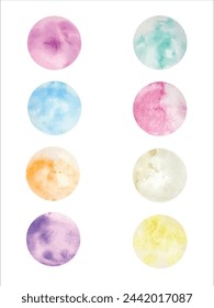 Textura de patrón abstracto de acuarela. Vector de fondos redondos multicolores. Gradiente de ilustración aislado sobre fondo blanco