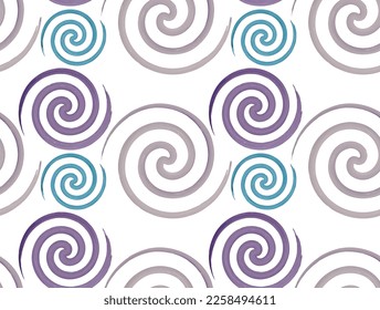 Watercolor abstract pattern. Violet and blue spirals. Seamless pattern in vector. Suitable for printing, covers and backgrounds.