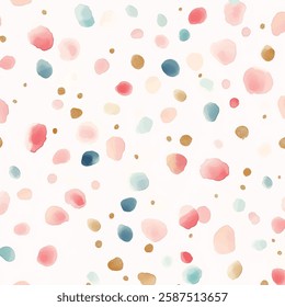 Watercolor Abstract Polka Dots Pattern with Pastel Colors