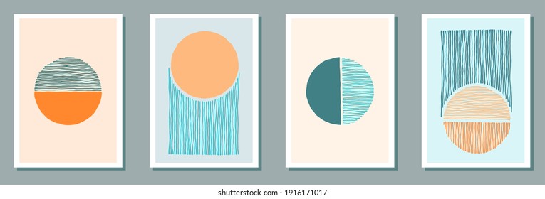 Watercolor abstract posters vector set. Watercolor splashes collage. Nordic style prints. Cool office poster layouts. Scribble elements.