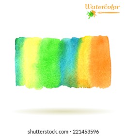 Watercolor abstract rainbow paint, vector isolated design element on white background