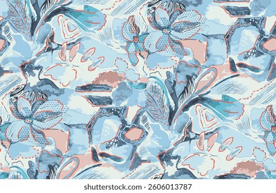 Watercolor Abstract  seamless pattern flower design for fashion textiles, graphics, background