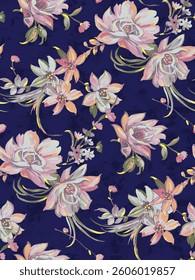 Watercolor Abstract  seamless pattern flower design for fashion textiles, graphics, background