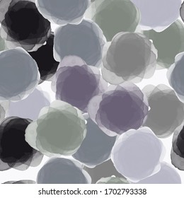 Watercolor abstract seamless pattern with hand painted round shapes, stains, circles, blobs. Illustration for artistic design
