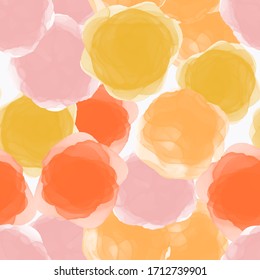 Watercolor abstract seamless pattern with hand painted round shapes, stains, circles, blobs. Illustration for artistic design