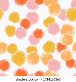 Color de agua abstracto sin fisuras con formas redondeadas pintadas a mano, manchas, círculos, manchas. Ilustración para el diseño artístico