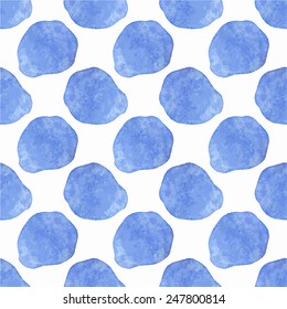 Watercolor abstract seamless pattern on the white background, aquarelle. Vector illustration. Hand-drawn decorative element useful for invitations, scrapbooking, design. 